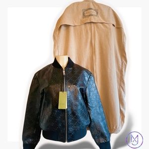 GUCCI Embossed Leather Bomber Jacket